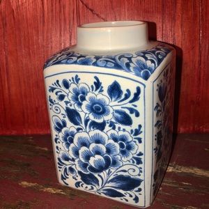 Vintage Blue and White Holland Porcelain Vase #841